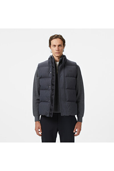 Lacoste Erkek Relaxed Fit Dik Yaka Koyu Gri Yelek