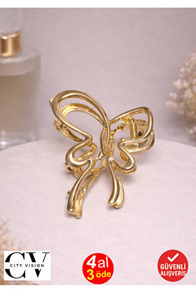 cityvision Agrafă de păr model panglică aurie – Agrafă elegantă din metal 7 cm