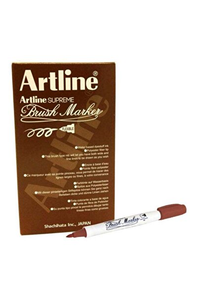 artline 12-Piece Supreme Brush Marker Brown/White EPF-FBW