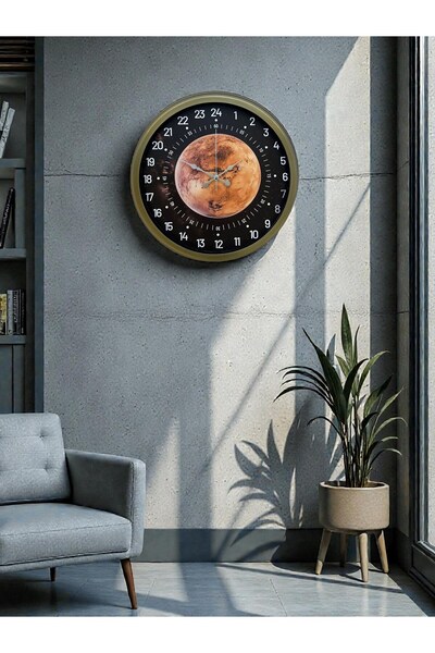 Marsilyan ساعة حائط معدنية عتيقة من زنتايم مقاس 40 سم بتصميم خاص مع عرض 24 ساعة