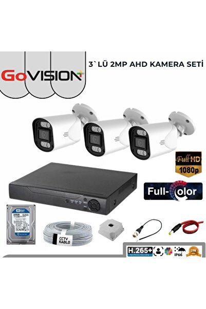 Go Vision 3 KAMERALI 5MP LENS 1080P FULLHD, WARMLED, FULLCOLOR, SU GEÇİRMEZ 3...