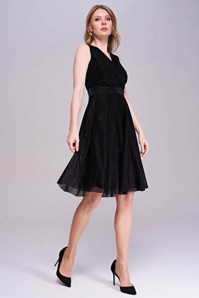 Journey Kruvaze-Kolsuz Simli Elbise