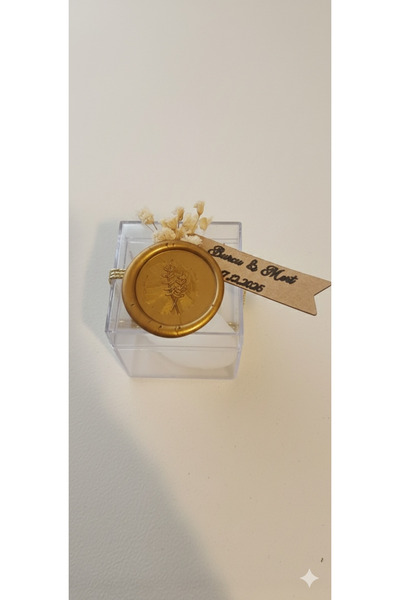 Luxora Gift Mühür Detay Şeffaf Kutulu İstiridye Mum Hediyelik-Nikah,Nişan,Söz...