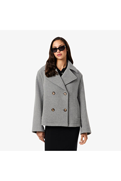 Lacoste Kadın Oversize Fit Koyu Gri Kaban