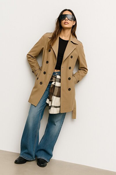 HAKKE Kemerli Premium Normal Kesim TRENÇKOT