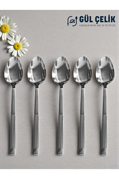 Gül Mutfak Dining Spoon Set of 6, Wicker Model, Stainless Steel 18/0