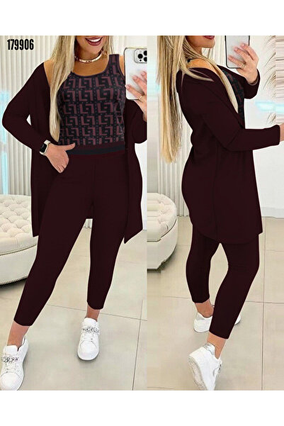Modayakamoz Kadın Uzun Kollu Krep üçlü Takım