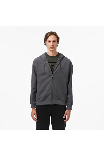Lacoste Erkek Relaxed Fit Kapüşonlu Gri Sweatshirt