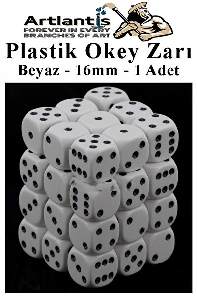 Artlantis Okey Zarı 1 Adet Renkli Oyun Zarı Plastik Akrilik 16 mm Şeffaf Zar ...