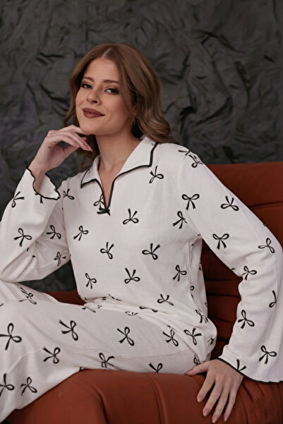 Arvin Pijama Set de pijamale pentru femei, cu model de panglică neagră, cu textura moale, cu detaliu de fundătură din bumbac, cu mâneci lungi, cu formă confortabilă