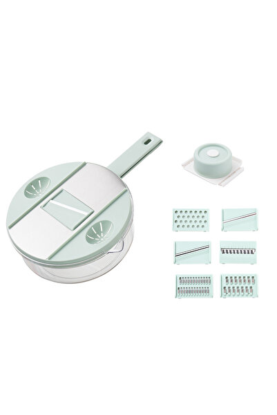 Arabest قطاعة مطبخ يدوية للخضراوات، مصنوعة من الفولاذ المقاوم للصدأ، مبشرة بست شفرات قابلة للاستبدال (أخضر)