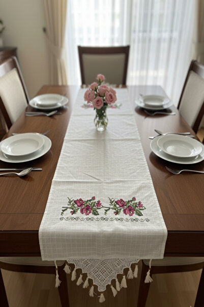 çeyizline Natural Buldan Handwork Cross-Stitch Embroidered Runnur |   Refrigerator Cover |   Coffee Table |   Table Cover 50X140 cm