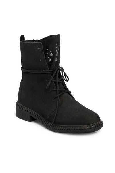 Tergan Siyah Hakiki Nubuk Deri Kadın Bot - K25K1BT68506-A64