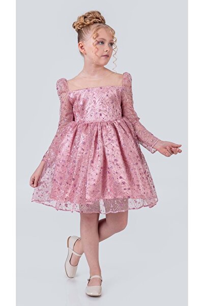 Mnk Baby&Kids فستان سهرة للفتيات من روش ليبا M00783 وردي