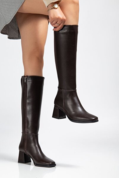 serkanseyyid 4804 Brown Leather Zippered Casual Boots