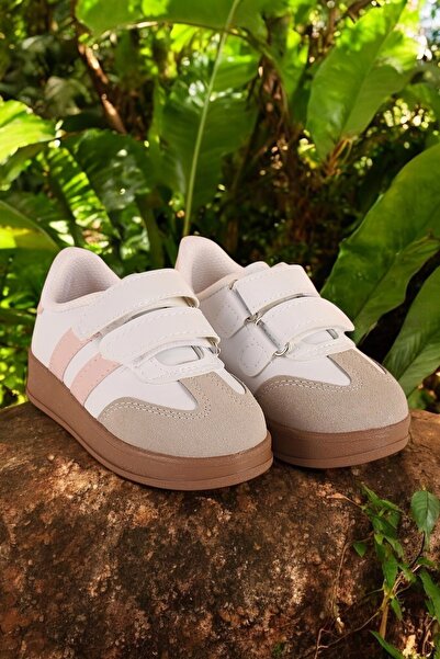 Sornon حذاء رياضي يومي بنعل غير قابل للانزلاق للفتيات، حذاء مدرسي، بودرة بيضاء