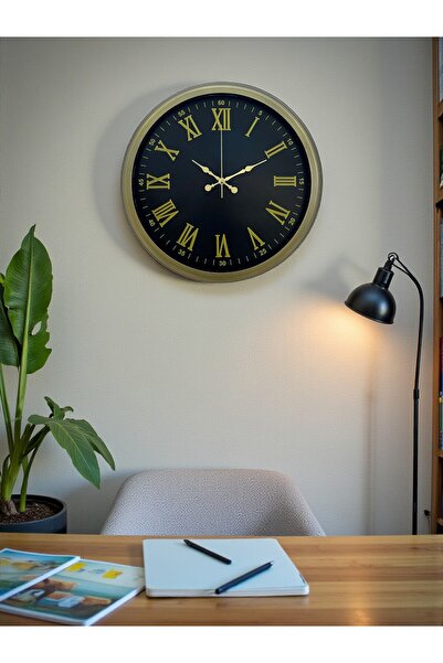 Marsilyan ساعة حائط معدنية من زنتايم مقاس 40 سم بأرقام رومانية عتيقة