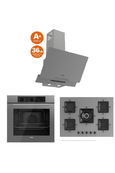 Ferre FLOWART 75 SERİSİ 3LÜ CAM ANKASTRE SET (QBL62CPR SS038 D065 SA)