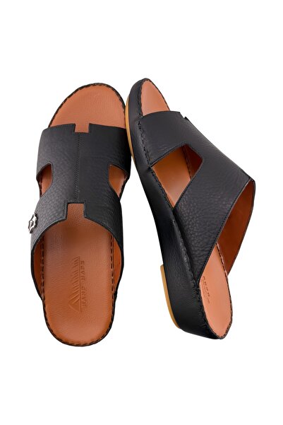 Alnahham A E T Handmade Arabic Sandals For Men | Outdoor Mens Slippers Open Toe | Genuine Leather with Buckle