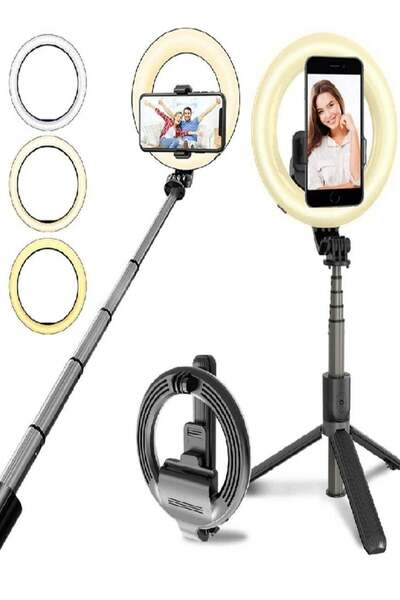 Generic Tripod Selfie Stick with Mobile Holder and Flexible Detachable Remote