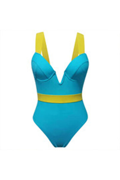 Margoun Women’s High Waist One Piece Swimsuit-M0040-sky blue