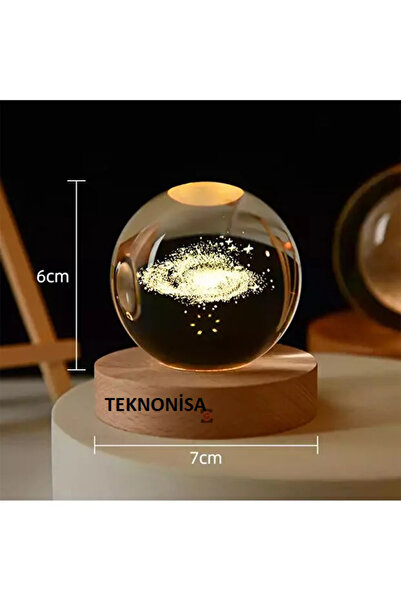 teknonisa Samanyolu Galaksi Toz Bulutu Ahşap Standlı Galaxy Led Işıklı Cam SA...