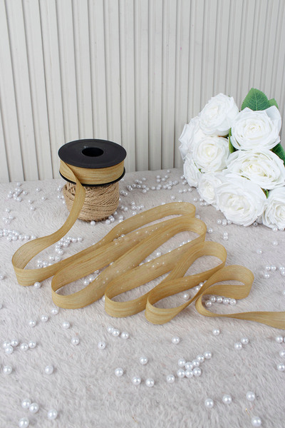 Mortex Panglică de in verde ulei Napoli 2,5 cm 20 m - Boșa, nuntă, logodnă, m...