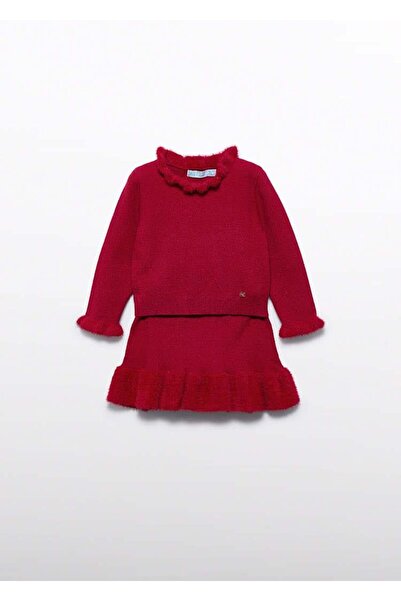 Abel & Lula Mayoral Abel&Lula Baby Girl Knitwear Skirt Set Red