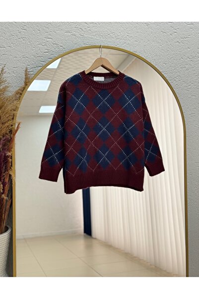 BENAHOLL سترة تريكو قصيرة من إديبي بول بتصميم بقلاوة مقطعة - Zİ5579 لون خمري