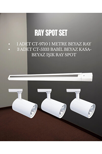Cata Babil Ray Spot Set | 3 Adet CT-5333 Beyaz Kasa Beyaz Işık Spot + 1 adet ...