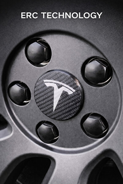 ERCTECH Tesla Model 3 Uyumlu Karbon Fiber Görünümlü Jant Göbeği Kapağı Seti