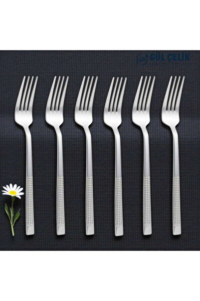 Gül Çelik Home Dessert Fork 12-Piece Wicker Model Stainless Steel 18/0