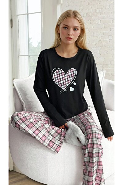 CARLA MARA Σετ γυναικεία πιτζάμα από ύφασμα Kalp με τύπωμα Single Jersey