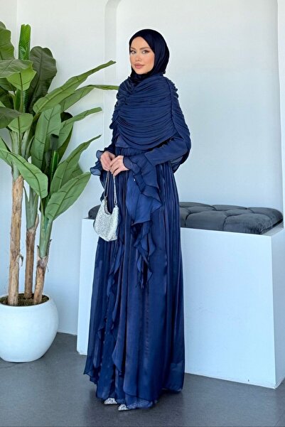 Sezi Moda Giyim Elina Cape Detail Evening Dress