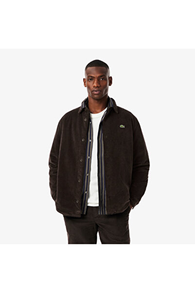 Lacoste Erkek Relaxed Fit Kadife Kahverengi Dış Gömlek