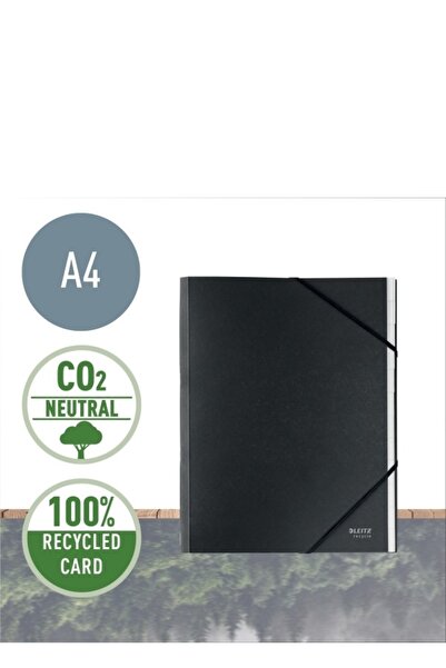 Leitz Mapa cu separatoare Recycle, carton, 100% reciclat,Blue Angel, rec. A4, 12 separatoare, negru