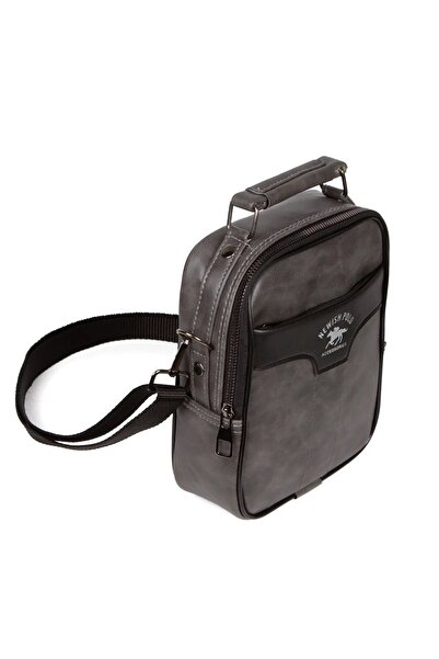 Newish Men's Gray Vegan Leather Adjustable Crossbody Casual Hand and Shoulder...