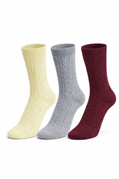 Sky Socks 3 чифта дебели зимни чорапи с релефен бамбуков мотив