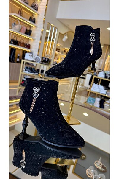 KRISTE BELL İthal Taşlı Model Kadın Kısa Topuk Botie -2502-00-