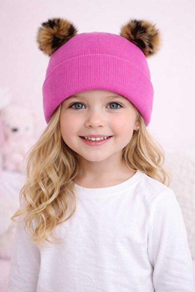 Miranova قبعة بوم بوم للفتيات – قبعة تريكو شتوية للفتيات مع بوم بوم مزدوج