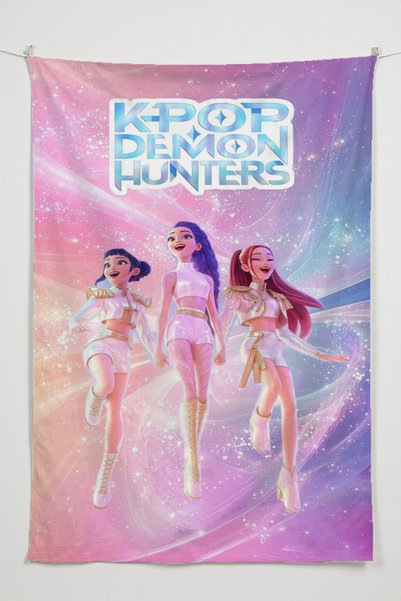 RUGRUMBA Demon Hunters Printed Wall Hanging – K-Pop Themed, High-Quality Fabric, Tapestry Wall Carpet
