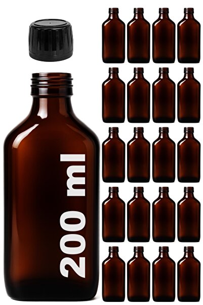 Afracam 200 ml Flat Medicine Syrup Bottle 200 Cc Amber Brown Glass Bottle wit...