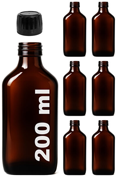 Afracam 200 ml Flat Medicine Syrup Bottle 200 Cc Amber Brown Glass Bottle wit...