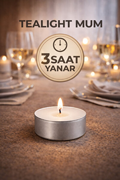 Mumline Ev ve Parti Dekorasyonu İçin Tealight Mum –Amber kokulu, 3 Saat Yanma...
