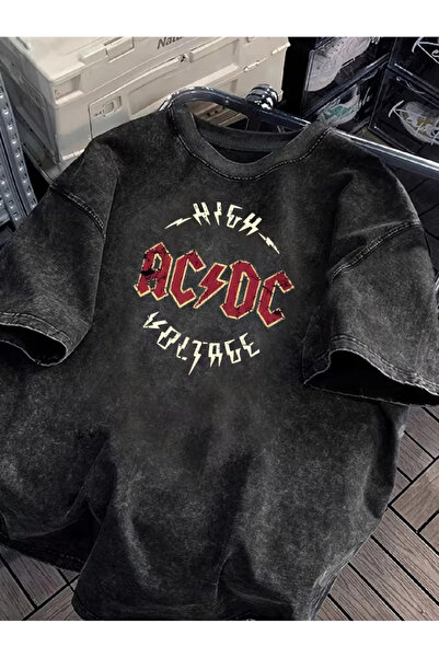 PENTHİLUS Unisex Ac&Dc Baskılı Yıkamalı T-Shirt