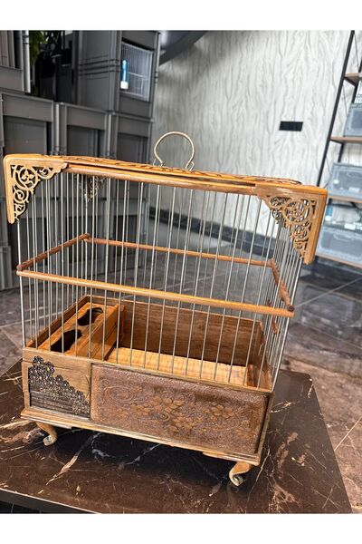 Ceritoğlu KAFES EL İŞLEMELİ-AHŞAP-OYMA KAFES -%100 EL İŞLEMELİ- TAÇLI İŞLEMELİ