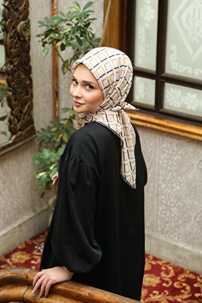 Tesettürnağme Eșarfă EcoZen TN2103 Model geometric 02-Mink deschis