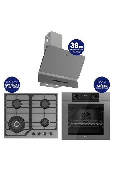 Ferre Fryart Digital Asimetrik Gri Cam Ankastre Set QEP63CPR+NT028-WFA+D082-SA