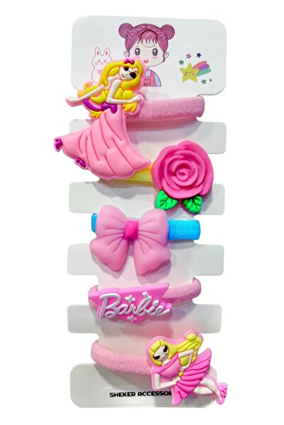 SHEKER HOME Barbie Girls' Rubber Buckle Set – Colorful & Figured - 5 Pieces