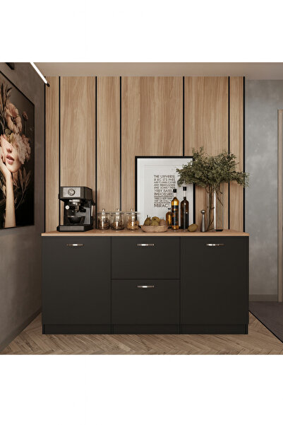 Tdesigno Gün Mutfak 2 Kapaklı-2 Çekmeceli Alt Modül - 150 cm - Çok Amaçlı Dolap - Tezgah Dahil